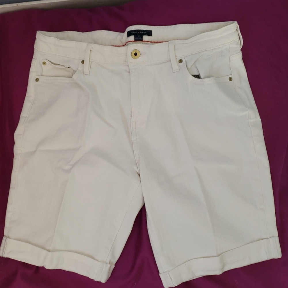 Tommy Hilfiger White Denim Shorts sz 10 Stretch